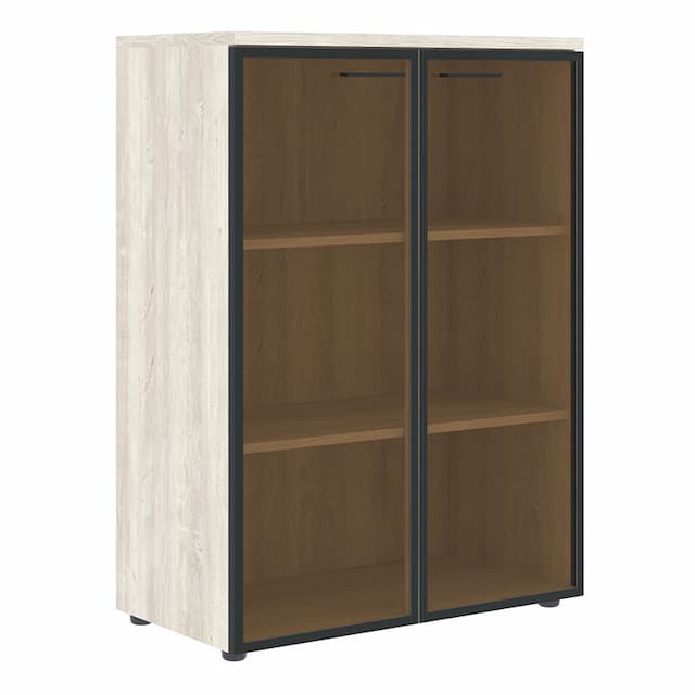 Шкаф со стеклянными дверьми в рамке с топом Skyland XMC 85.7.1 сосна эдмонт 856х432х1190