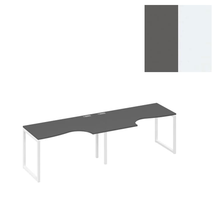 Рабочая станция Юнитекс А4 столы Классика на каркасе QUATTRO (2х140) А4 Б4 043-2 АР (280x90x75) антрацит премиум/металлокаркас белый