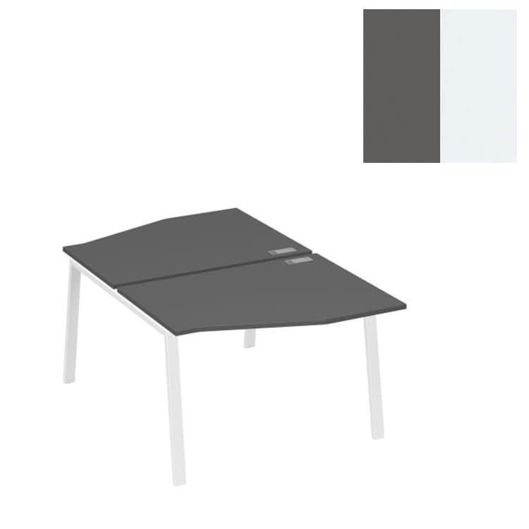 Рабочая станция Юнитекс А4 со столами Техно на металлокаркасе TRE (2х120) А4 Б3 189 АР (120x184x75) антрацит премиум/металлокаркас белый