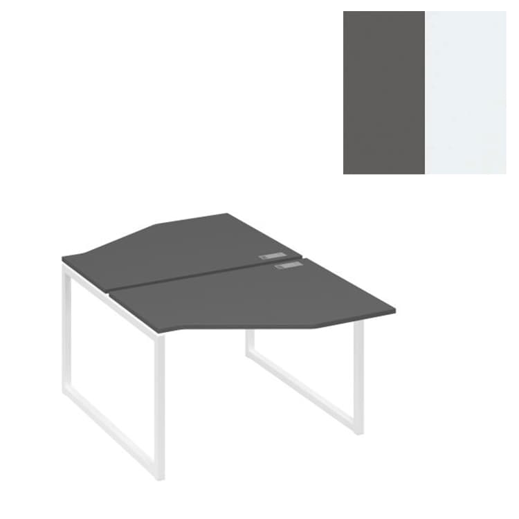 Станция Юнитекс А4 каркас QUATTRO столы (2х120) эргономичные Техно А4 Б4 186 АР (120x184x75) антрацит премиум/металлокаркас белый