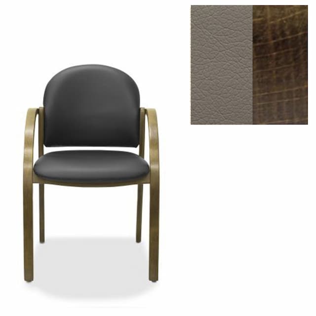 Офисный стул Юнитекс Джуно экокожа премиум серо-коричневая CN6/дерево-тёмный орех аида