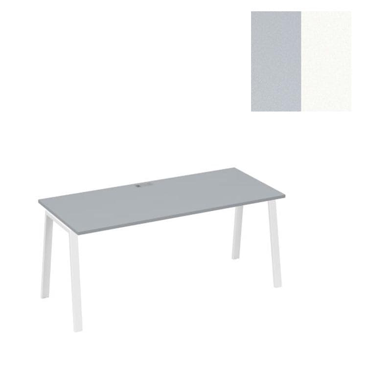 Стол письменный Юнитекс А4 на металлокаркасе TRE А4 Б3 016 СЕ (180x70x75) серый/металлокаркас белый