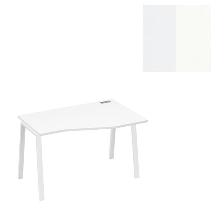 Стол эргономичный правый Юнитекс А4 "Техно" на металлокаркасе TRE А4 Б3 064 БП (140x90x75) белый премиум/металлокаркас белый