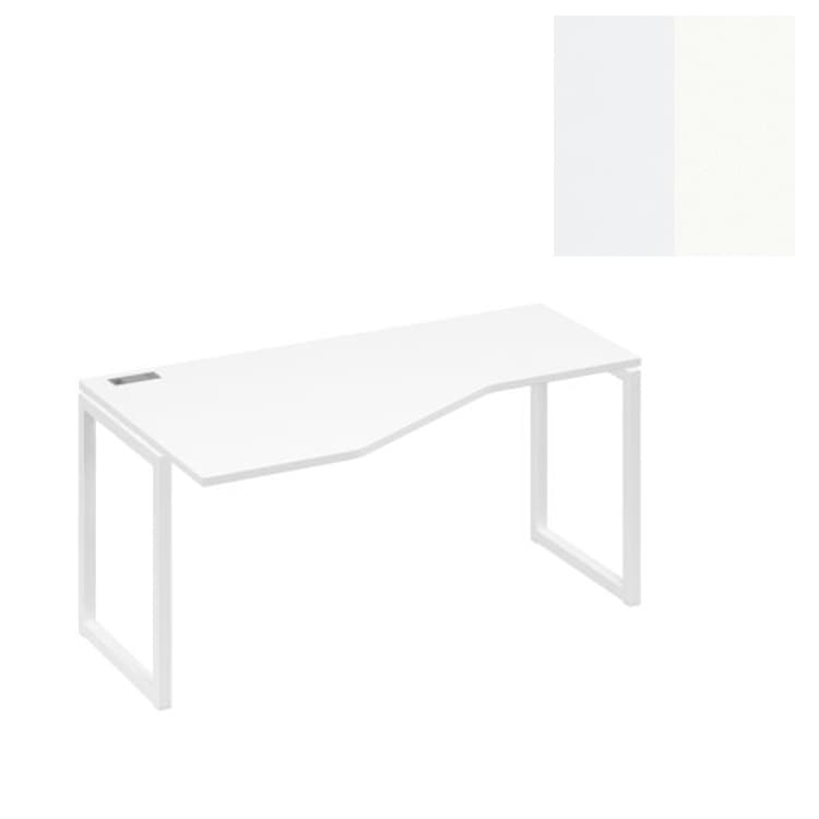 Стол эргономичный левый Юнитекс А4 "Техно" на металлокаркасе QUATTRO А4 Б4 055 БП (160x90x75) белый премиум/металлокаркас белый