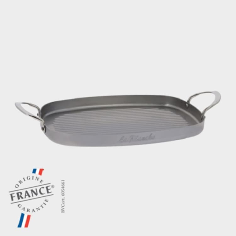 Сковорода-гриль 38х26см h2,5см "Планча", с двумя ручками, белая сталь "Mineral B Element" 5640.02