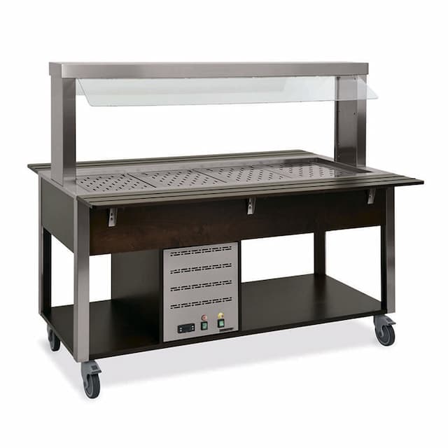 Стол Шведский тепловой (защитное стекло статичное) MetalCarrelli 6910.4-R (дуб)