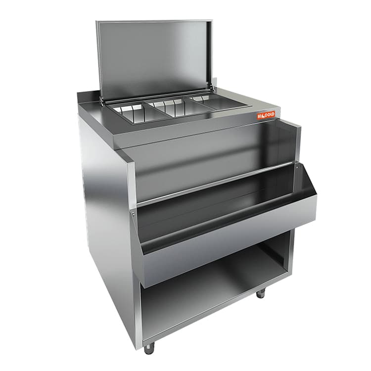 Барная станция с бортом, дополнительным карманом и крышкой Hicold НБМВЛ-9/5БККР